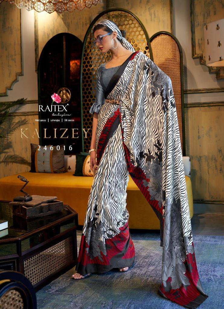 Kalizey By Raj Tex 246001 To 246018 Series Indian Traditional Wear Collection Beautiful Stylish Fancy Colorful Party Wear & Occasional Wear Satin Crepe Sarees At Wholesale Price