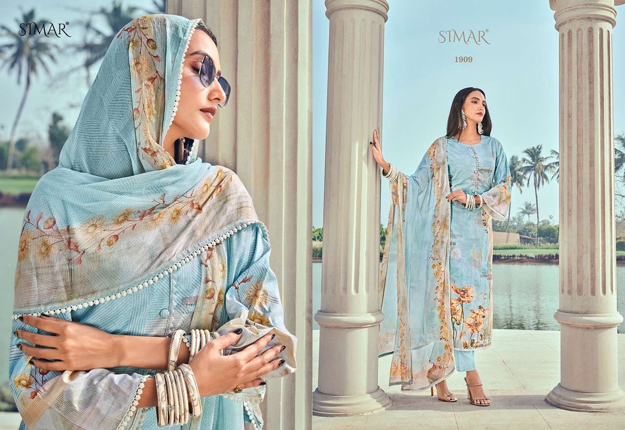 SHEHZADI BY GLOSSY 1908 TO 1913 SERIES BEAUTIFUL SUITS COLORFUL STYLISH FANCY CASUAL WEAR & ETHNIC WEAR PURE LAWN COTTON DIGITAL PRINT DRESSES AT WHOLESALE PRICE