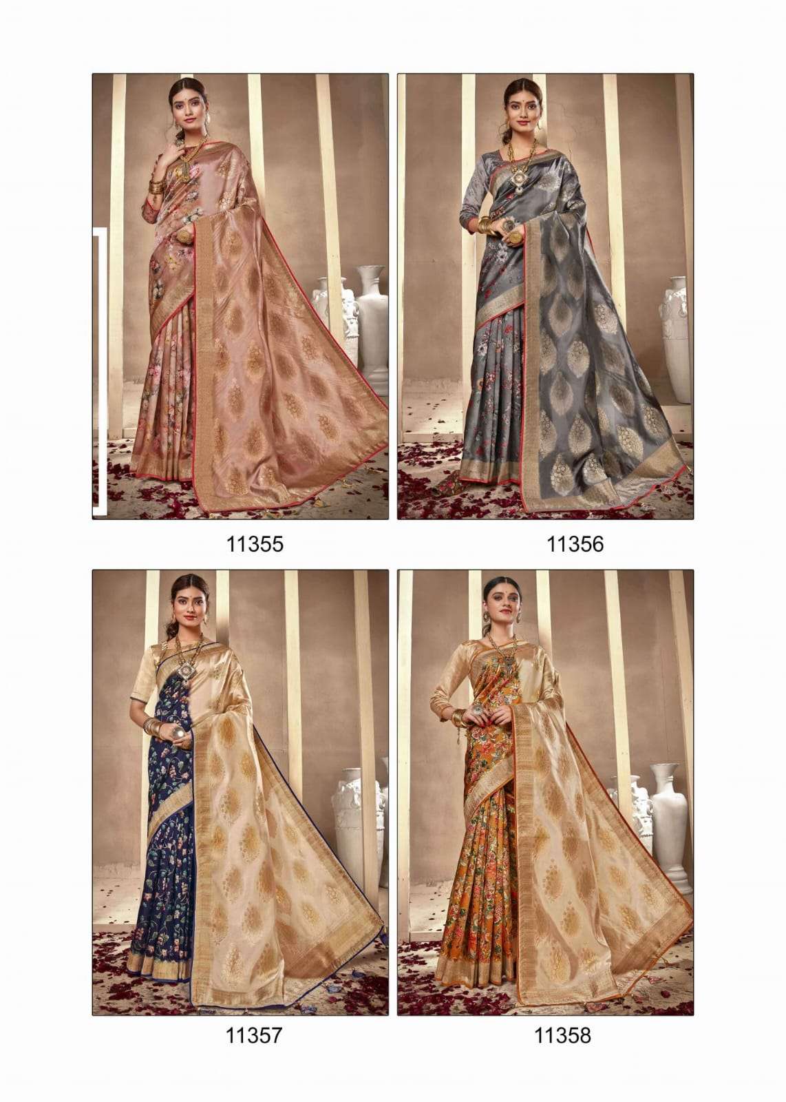 APURVA BY SHAKUNT 11351 TO 11358 SERIES INDIAN TRADITIONAL WEAR COLLECTION BEAUTIFUL STYLISH FANCY COLORFUL PARTY WEAR & OCCASIONAL WEAR SILK SAREES AT WHOLESALE PRICE