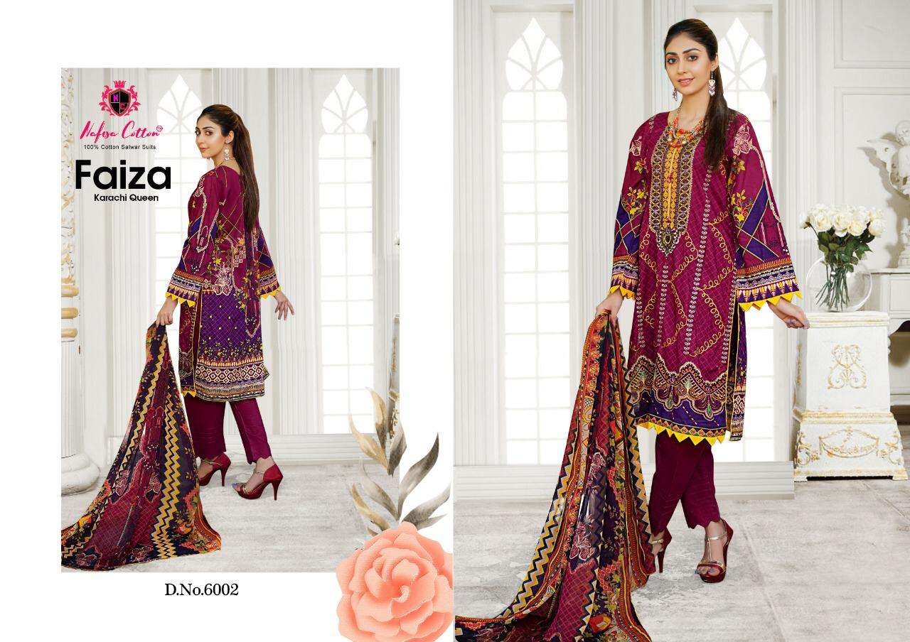 Faiza Vol-6 By Nafisa Cotton 6001 To 6006 Series Designer Pakistani Suits Collection Beautiful Stylish Fancy Colorful Party Wear & Occasional Wear Cotton Print Dresses At Wholesale Price