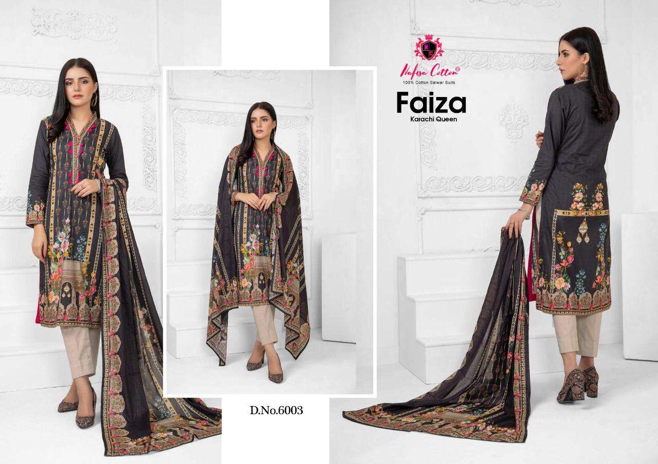 Faiza Vol-6 By Nafisa Cotton 6001 To 6006 Series Designer Pakistani Suits Collection Beautiful Stylish Fancy Colorful Party Wear & Occasional Wear Cotton Print Dresses At Wholesale Price