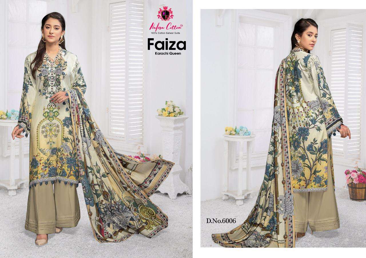 Faiza Vol-6 By Nafisa Cotton 6001 To 6006 Series Designer Pakistani Suits Collection Beautiful Stylish Fancy Colorful Party Wear & Occasional Wear Cotton Print Dresses At Wholesale Price