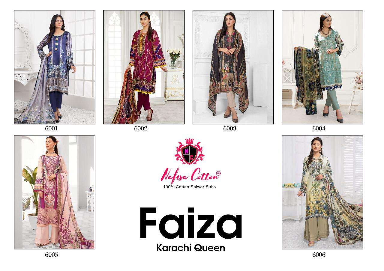 Faiza Vol-6 By Nafisa Cotton 6001 To 6006 Series Designer Pakistani Suits Collection Beautiful Stylish Fancy Colorful Party Wear & Occasional Wear Cotton Print Dresses At Wholesale Price