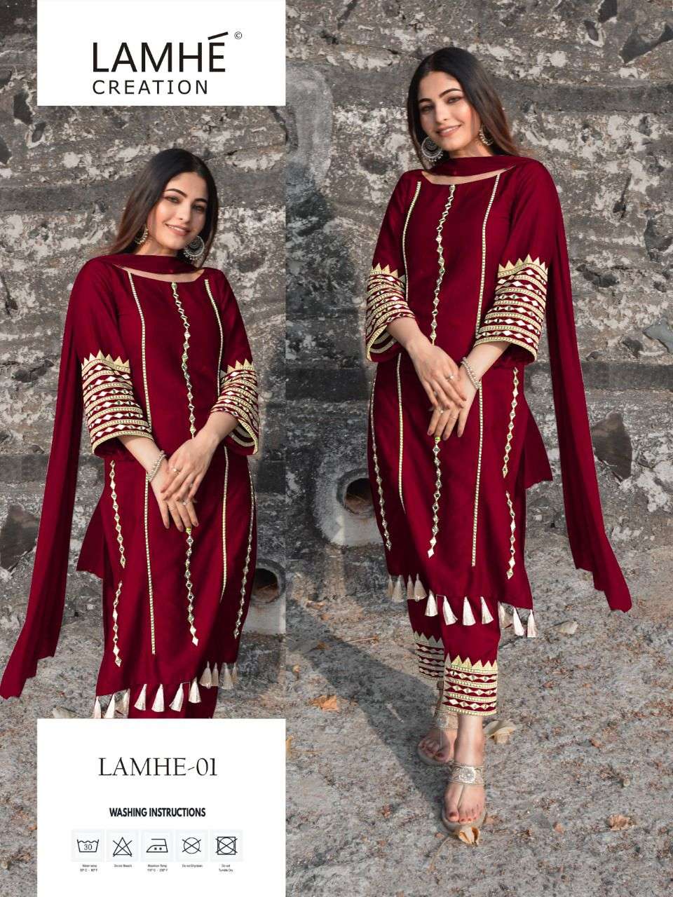 LAMHE HIT DESIGN 01 BY LAMHE CREATION DESIGNER PAKISTANI SUITS BEAUTIFUL STYLISH FANCY COLORFUL PARTY WEAR & OCCASIONAL WEAR CAMBRIC COTTON EMBROIDERED DRESSES AT WHOLESALE PRICE