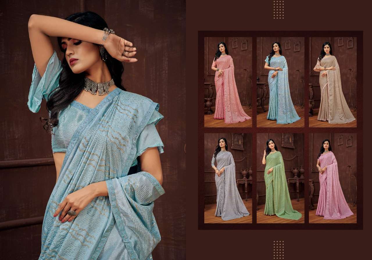 VAAYIN SEQUENCE BY YADU NANDAN FASHION 01 TO 06 SERIES INDIAN TRADITIONAL WEAR COLLECTION BEAUTIFUL STYLISH FANCY COLORFUL PARTY WEAR & OCCASIONAL WEAR CHINNON CHIFFON SAREES AT WHOLESALE PRICE