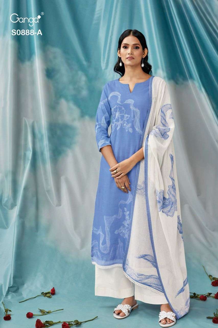 ANIKA-888 BY GANGA FASHION 888-A TO 888-B SERIES BEAUTIFUL SUITS COLORFUL STYLISH FANCY CASUAL WEAR & ETHNIC WEAR PREMIUM COTTON EMBROIDERED DRESSES AT WHOLESALE PRICE