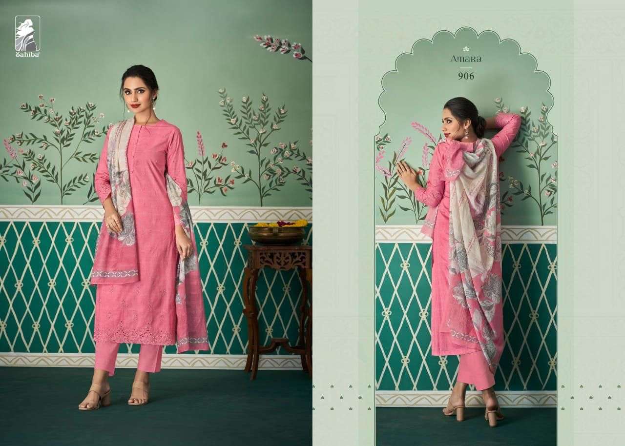 AMARA BY SAHIBA FABRICS BEAUTIFUL SUITS COLORFUL STYLISH FANCY CASUAL WEAR & ETHNIC WEAR PURE CAMBRIC DIGITAL PRINT DRESSES AT WHOLESALE PRICE