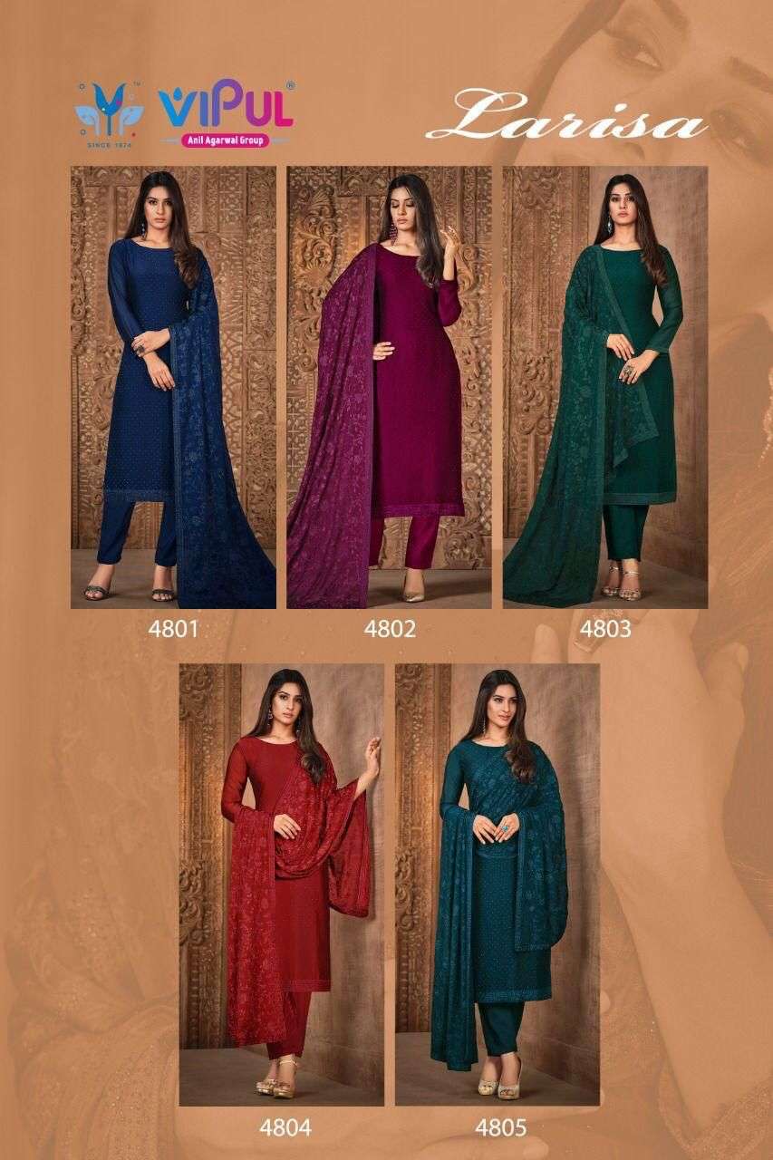 Larisa By Vipul Fashion 4801 To 4805 Series Beautiful Suits Colorful Stylish Fancy Casual Wear & Ethnic Wear Fancy Dresses At Wholesale Price