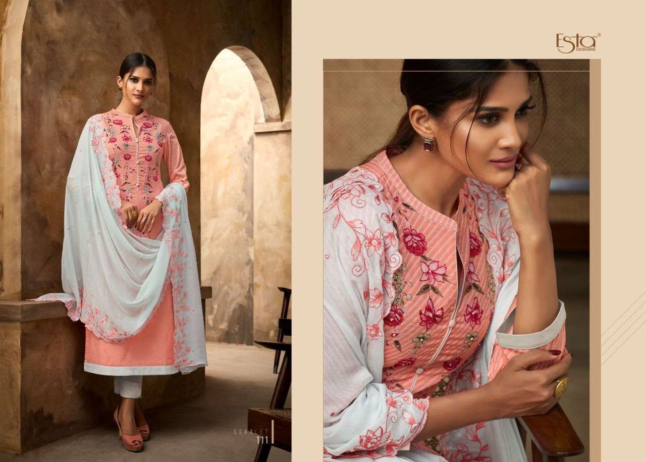 SCARLET BY ESTA DESIGNS 101 TO 112 SERIES BEAUTIFUL SUITS COLORFUL STYLISH FANCY CASUAL WEAR & ETHNIC WEAR GEORGETTE DIGITAL PRINT DRESSES AT WHOLESALE PRICE