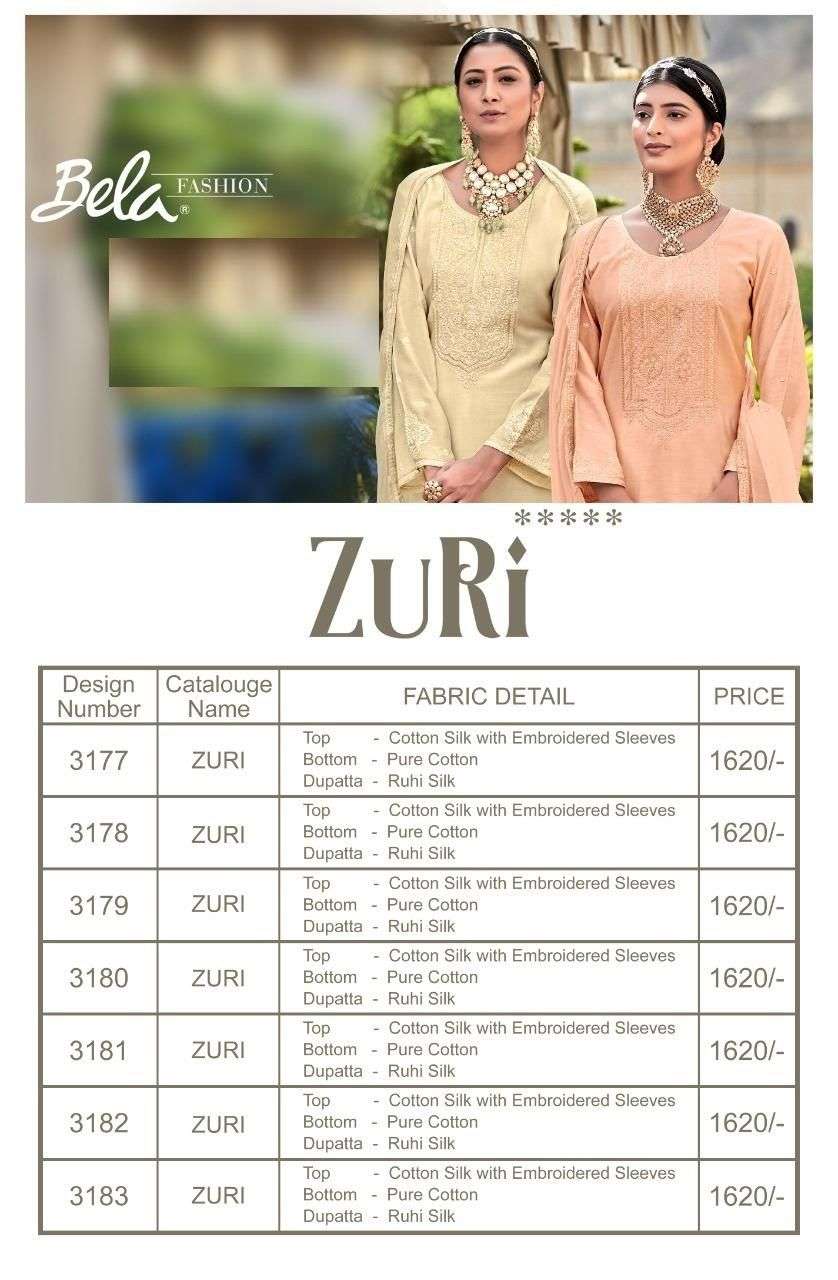 ZURI BY BELA FASHION 3177 TO 3183 SERIES BEAUTIFUL SUITS COLORFUL STYLISH FANCY CASUAL WEAR & ETHNIC WEAR COTTON SILK DRESSES AT WHOLESALE PRICE