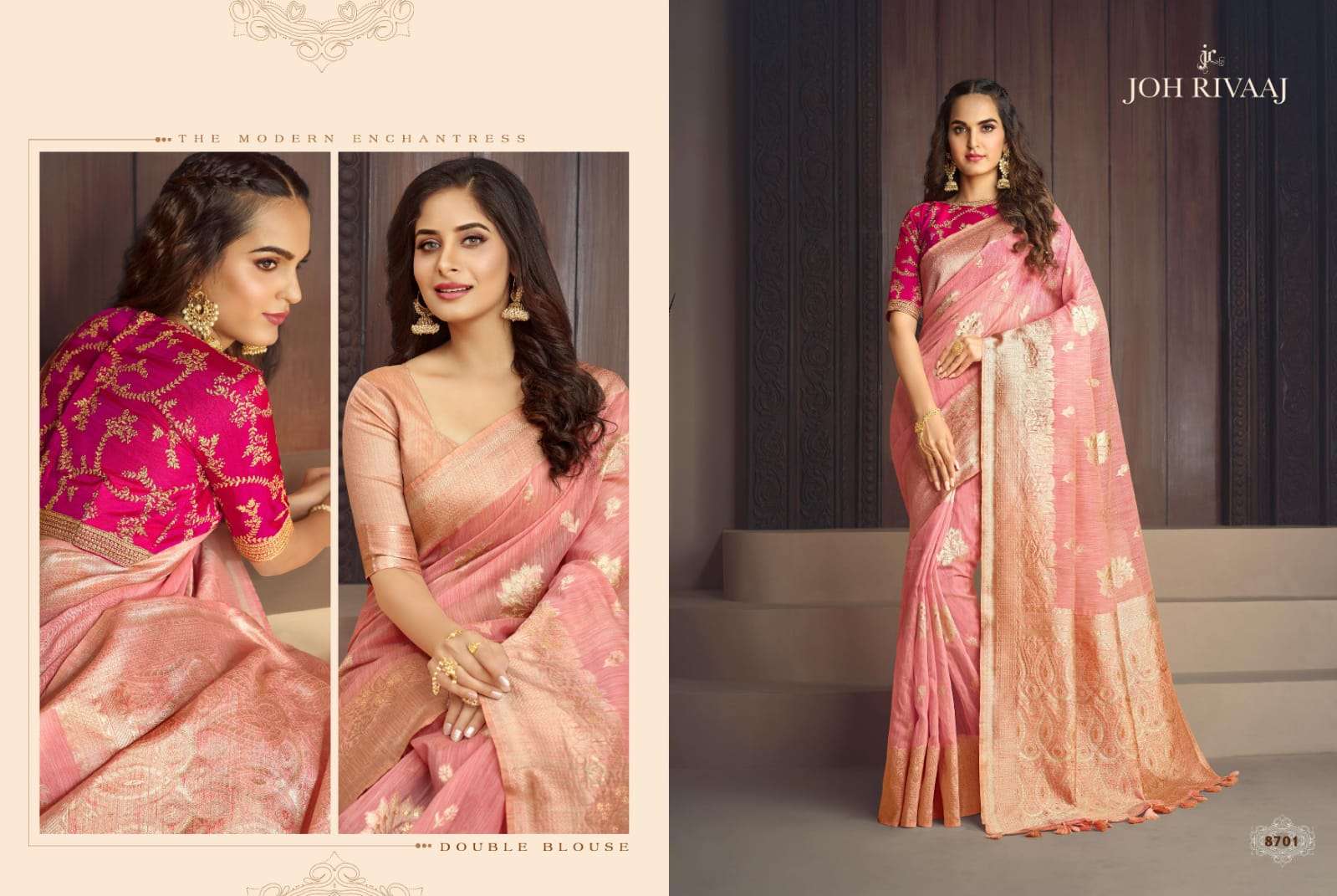 Bunai Vol-3 By Joh Rivaaj 8701 To 8707 Series Indian Traditional Wear Collection Beautiful Stylish Fancy Colorful Party Wear & Occasional Wear Silk Sarees At Wholesale Price