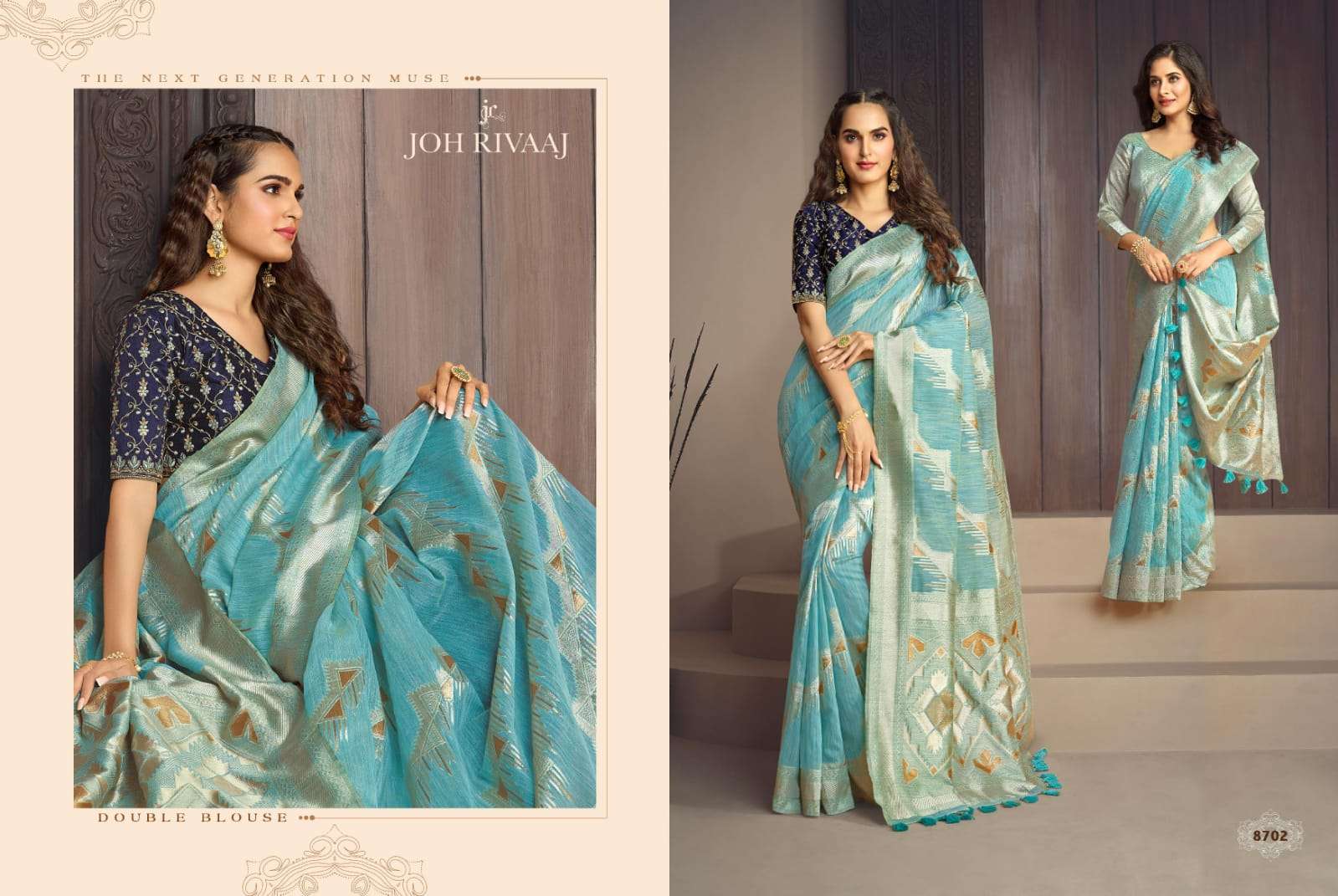 Bunai Vol-3 By Joh Rivaaj 8701 To 8707 Series Indian Traditional Wear Collection Beautiful Stylish Fancy Colorful Party Wear & Occasional Wear Silk Sarees At Wholesale Price