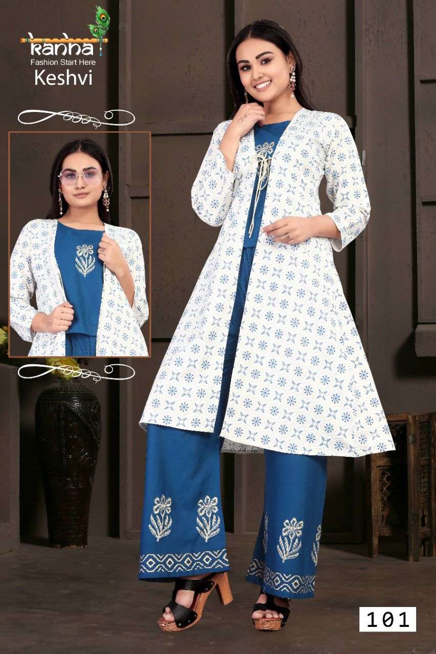 KESHVI BY KANHA 101 TO 108 SERIES DESIGNER STYLISH FANCY COLORFUL BEAUTIFUL PARTY WEAR & ETHNIC WEAR COLLECTION HEAVY RAYON KURTIS WITH BOTTOM AT WHOLESALE PRICE