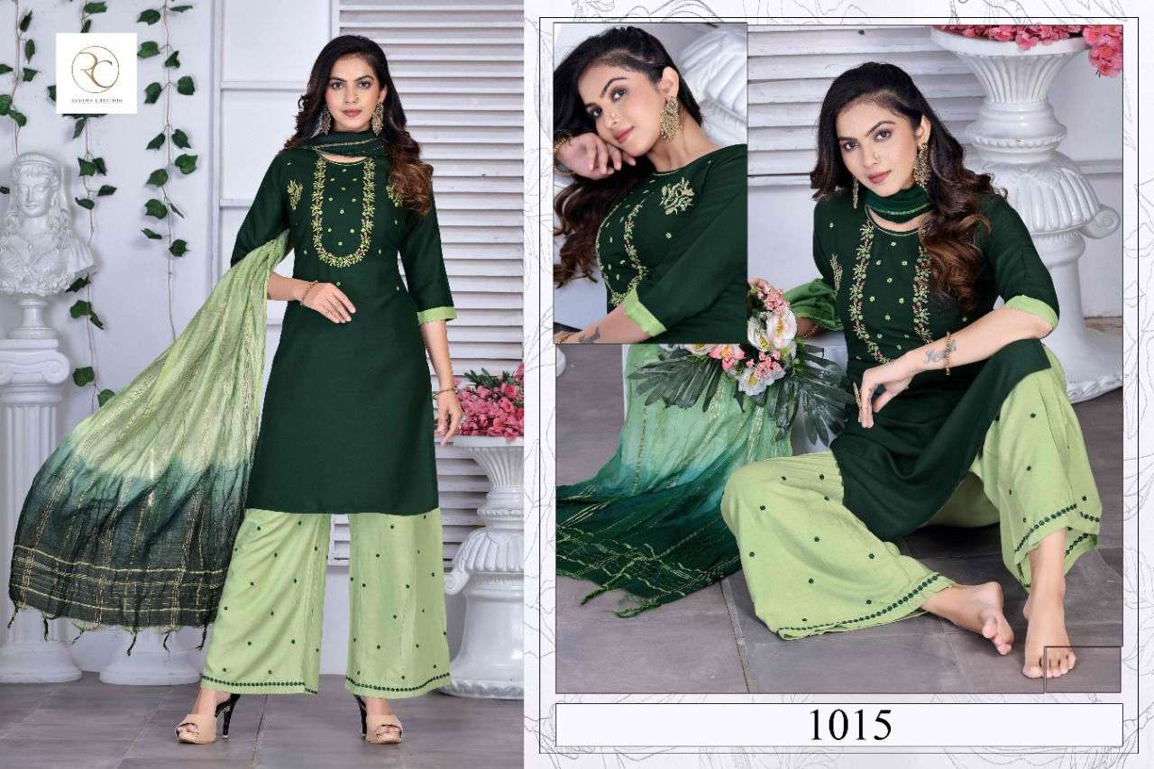 KESARIYA VOL-1 BY RAMDEV CREATION 1011 TO 1018 SERIES BEAUTIFUL SUITS COLORFUL STYLISH FANCY CASUAL WEAR & ETHNIC WEAR RAYON EMBROIDERED DRESSES AT WHOLESALE PRICE