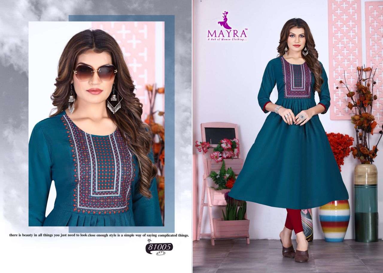 ANAYA BY MAYRA 81001 TO 81008 SERIES DESIGNER STYLISH FANCY COLORFUL BEAUTIFUL PARTY WEAR & ETHNIC WEAR COLLECTION COTTON SLUB KURTIS AT WHOLESALE PRICE