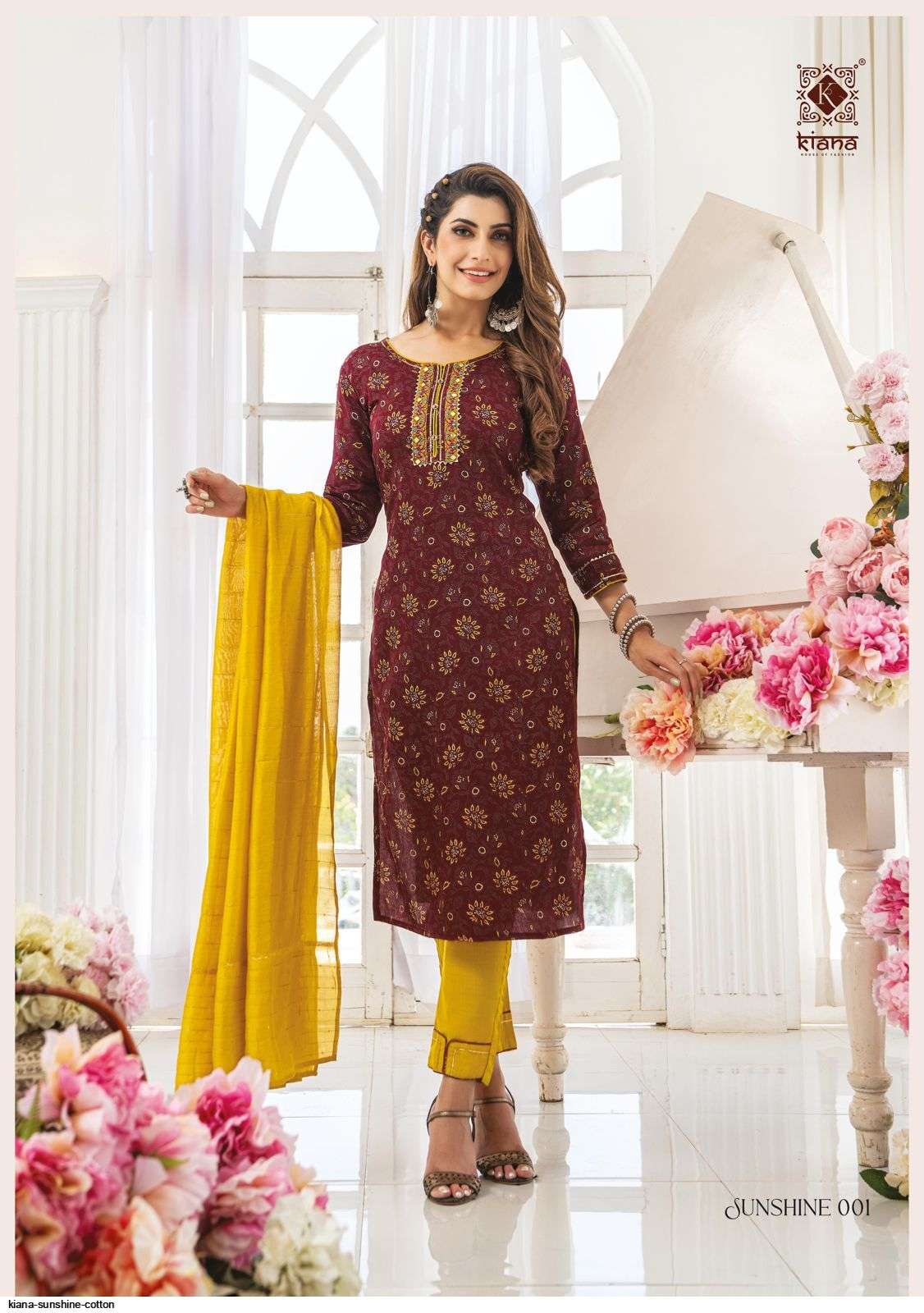 SUNSHINE BY KIANA 001 TO 008 SERIES BEAUTIFUL SUITS COLORFUL STYLISH FANCY CASUAL WEAR & ETHNIC WEAR COTTON PRINT DRESSES AT WHOLESALE PRICE