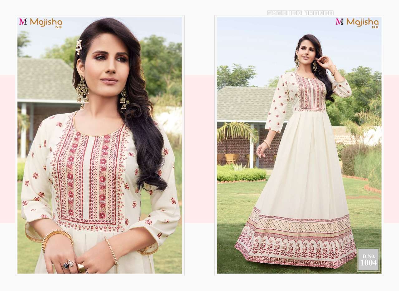 AVANTI VOL-1 BY MAJISHA NX 1001 TO 1009 SERIES BEAUTIFUL STYLISH FANCY COLORFUL CASUAL WEAR & ETHNIC WEAR RAYON SLUB GOWNS AT WHOLESALE PRICE