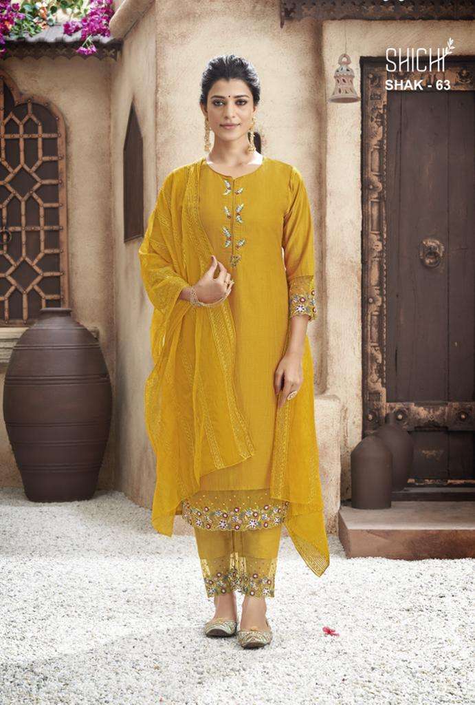 ANOKHI BY SHICHI 61 TO 66 SERIES BEAUTIFUL SUITS COLORFUL STYLISH FANCY CASUAL WEAR & ETHNIC WEAR CHINNON DRESSES AT WHOLESALE PRICE