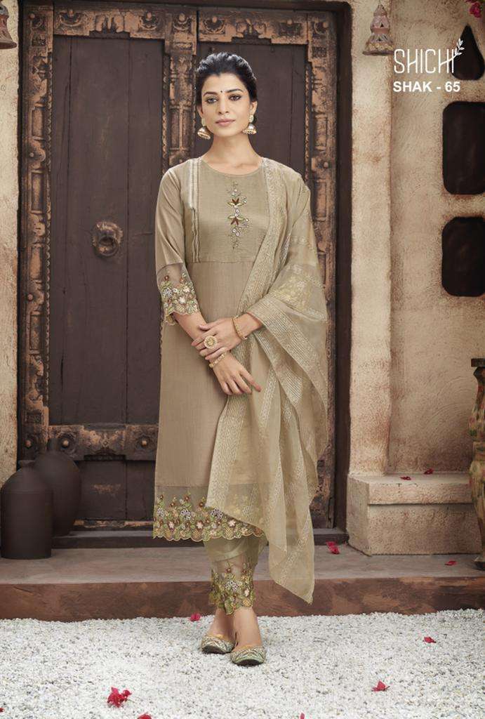 ANOKHI BY SHICHI 61 TO 66 SERIES BEAUTIFUL SUITS COLORFUL STYLISH FANCY CASUAL WEAR & ETHNIC WEAR CHINNON DRESSES AT WHOLESALE PRICE