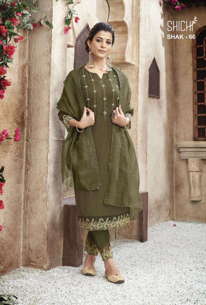 ANOKHI BY SHICHI 61 TO 66 SERIES BEAUTIFUL SUITS COLORFUL STYLISH FANCY CASUAL WEAR & ETHNIC WEAR CHINNON DRESSES AT WHOLESALE PRICE