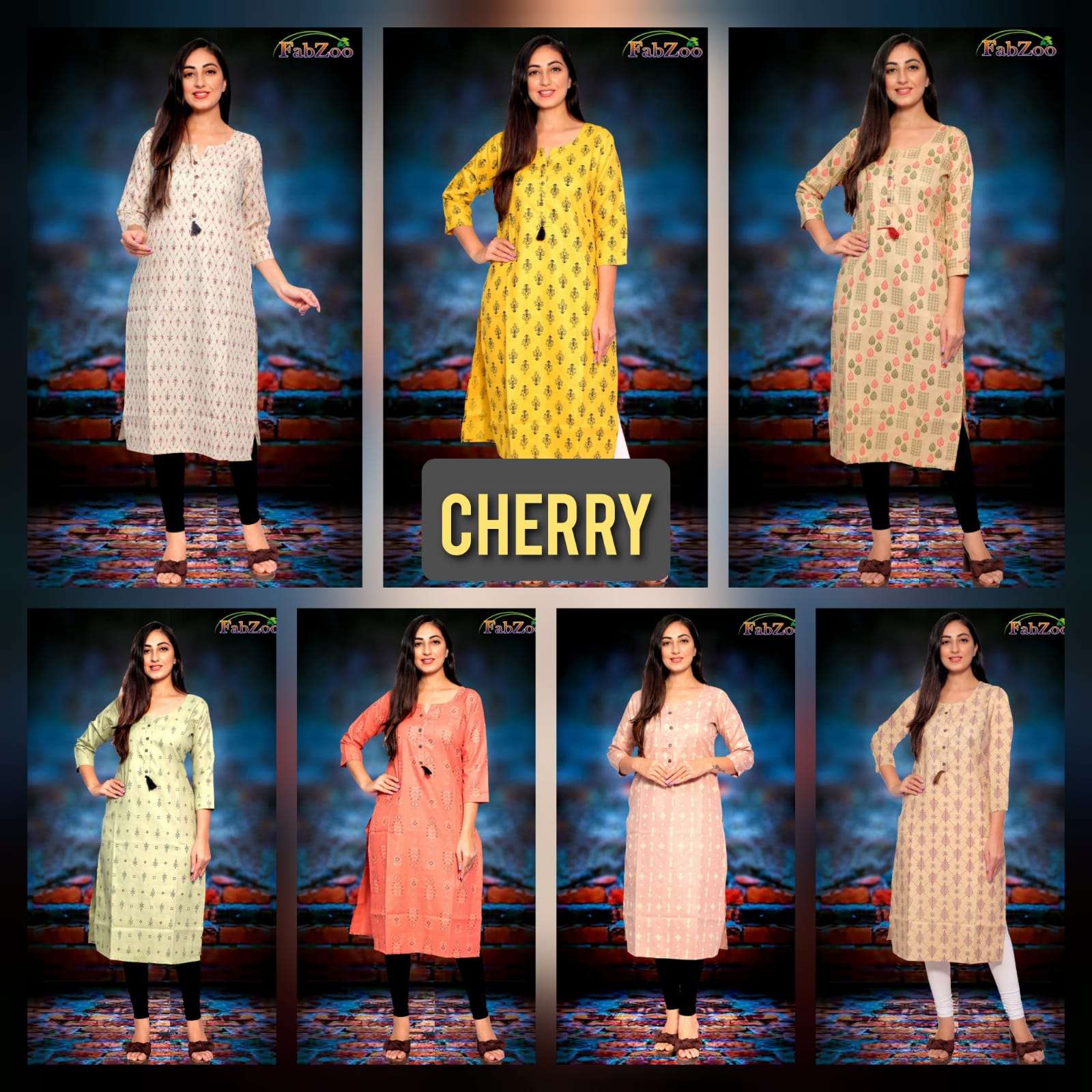 CHERRY BY FAB ZOO 2001 TO 2007 SERIES DESIGNER STYLISH FANCY COLORFUL BEAUTIFUL PARTY WEAR & ETHNIC WEAR COLLECTION COTTON PRINT KURTIS AT WHOLESALE PRICE