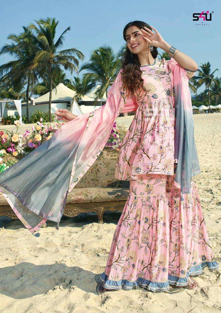 GULABO VOL-4 BY S4U FASHION 4-A TO 4-F SERIES BEAUTIFUL SHARARA SUITS COLORFUL STYLISH FANCY CASUAL WEAR & ETHNIC WEAR COTTON DRESSES AT WHOLESALE PRICE