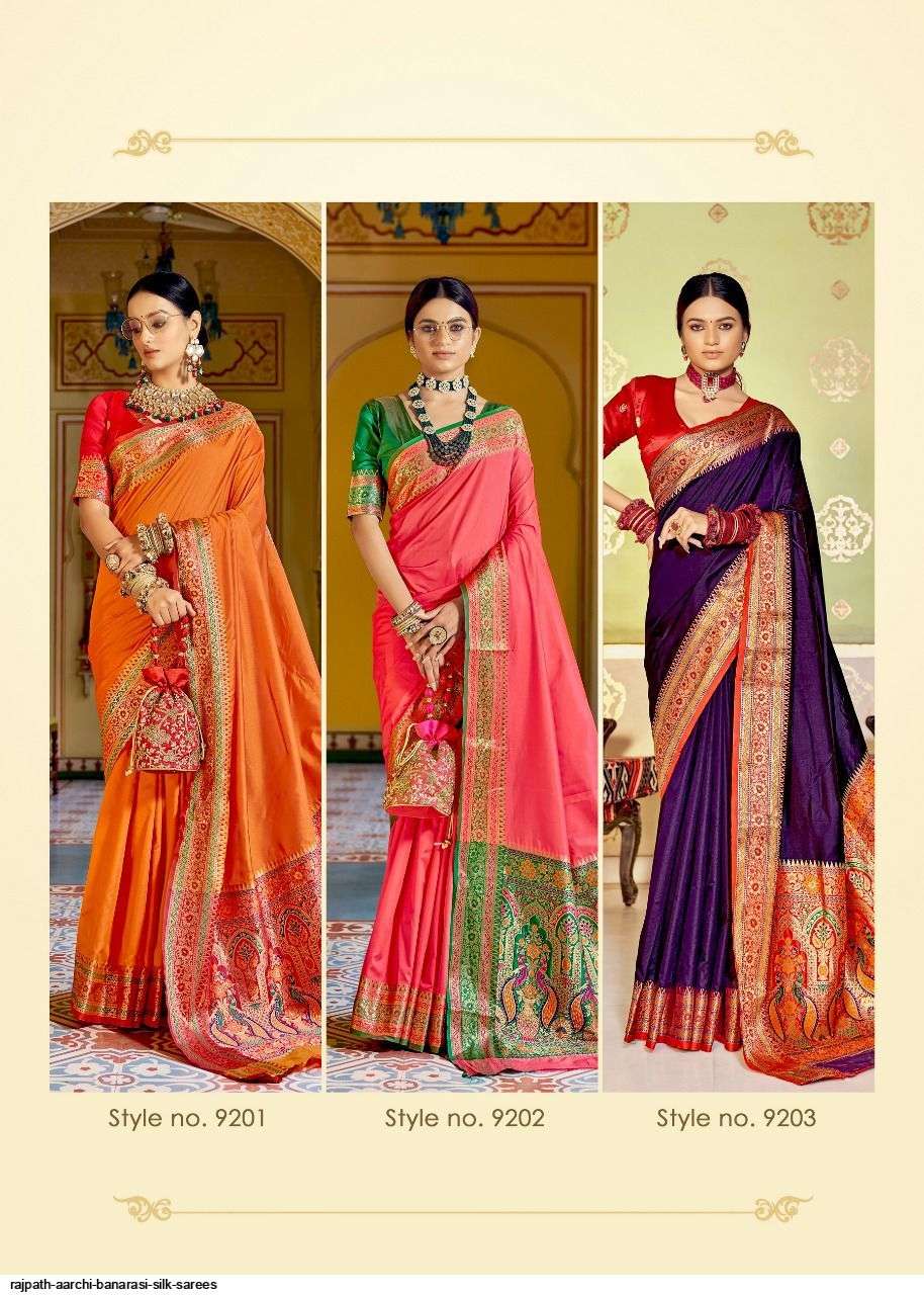 Aarchi By Rajpath 9201 To 9206 Series Indian Traditional Wear Collection Beautiful Stylish Fancy Colorful Party Wear & Occasional Wear Banarasi Silk Sarees At Wholesale Price