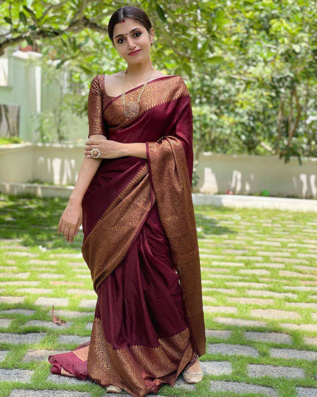 123 MAROON BY FASHID WHOLESALE INDIAN TRADITIONAL WEAR COLLECTION BEAUTIFUL STYLISH FANCY COLORFUL PARTY WEAR & OCCASIONAL WEAR SOFT LICHI SILK SAREES AT WHOLESALE PRICE