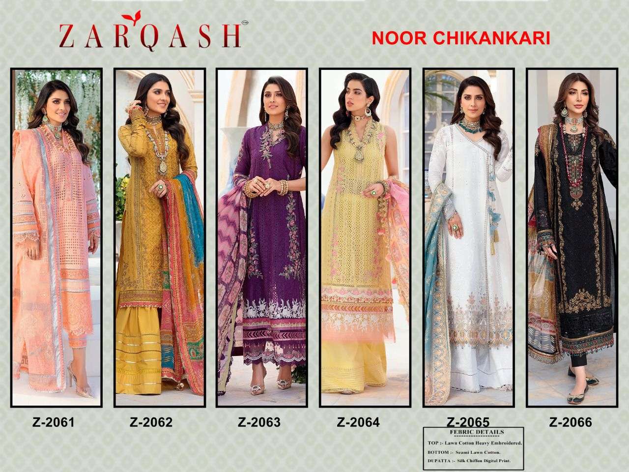 Noor Chikankari By Zarqash 2061 To 2066 Series Pakistani Suits Beautiful Fancy Colorful Stylish Party Wear & Occasional Wear Cotton With Embroidery Dresses At Wholesale Price