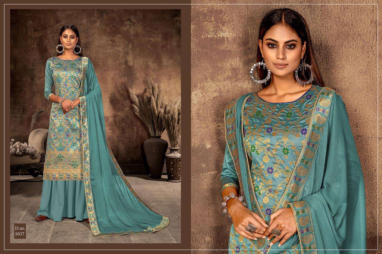 SABNAM VOL-5 BY RANI TRENDZ 1036 TO 1039 SERIES BEAUTIFUL SHARARA SUITS COLORFUL STYLISH FANCY CASUAL WEAR & ETHNIC WEAR DOLA JACQUARD DRESSES AT WHOLESALE PRICE