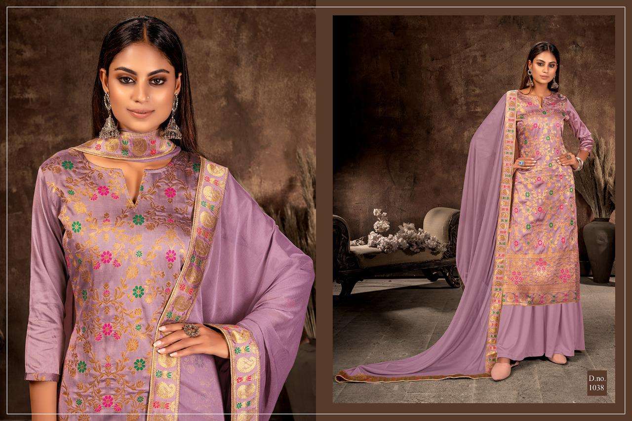 SABNAM VOL-5 BY RANI TRENDZ 1036 TO 1039 SERIES BEAUTIFUL SHARARA SUITS COLORFUL STYLISH FANCY CASUAL WEAR & ETHNIC WEAR DOLA JACQUARD DRESSES AT WHOLESALE PRICE