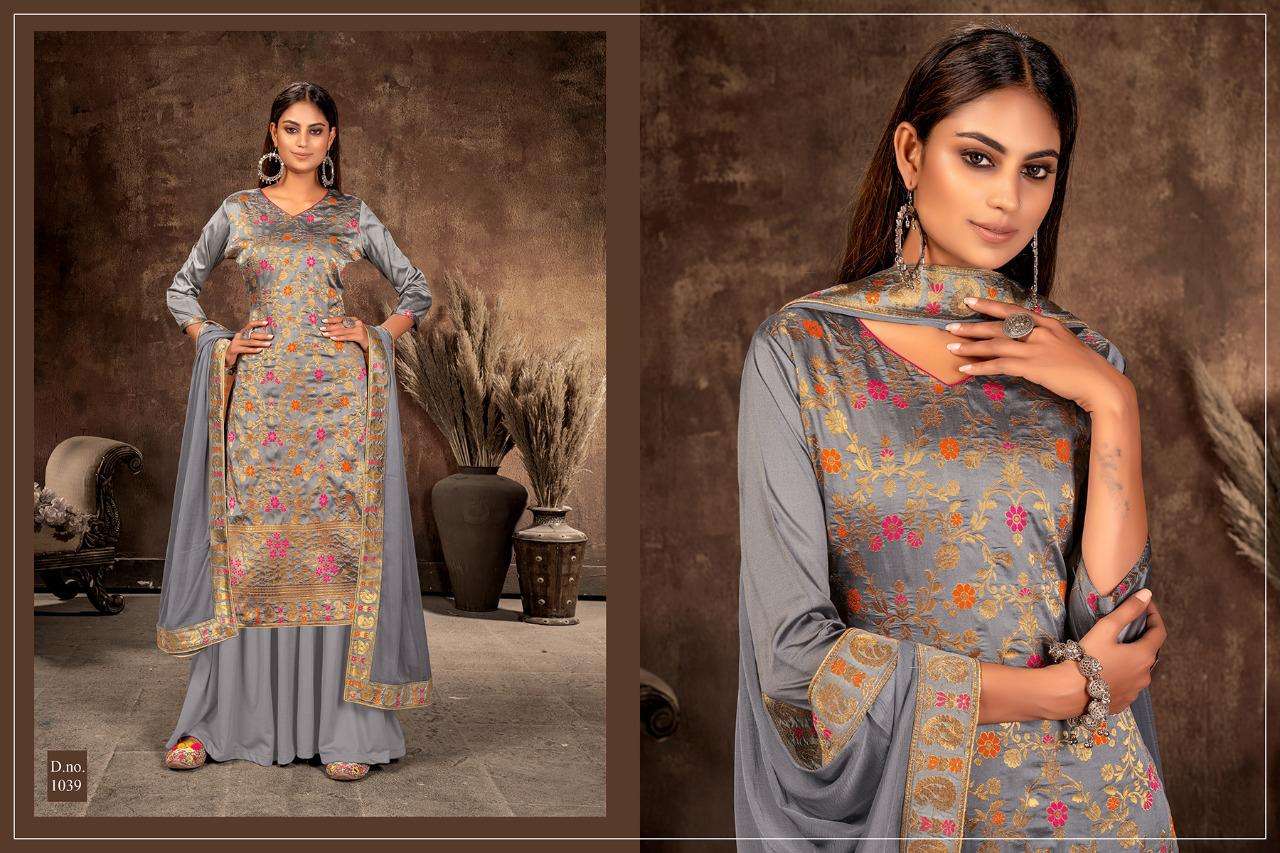 SABNAM VOL-5 BY RANI TRENDZ 1036 TO 1039 SERIES BEAUTIFUL SHARARA SUITS COLORFUL STYLISH FANCY CASUAL WEAR & ETHNIC WEAR DOLA JACQUARD DRESSES AT WHOLESALE PRICE