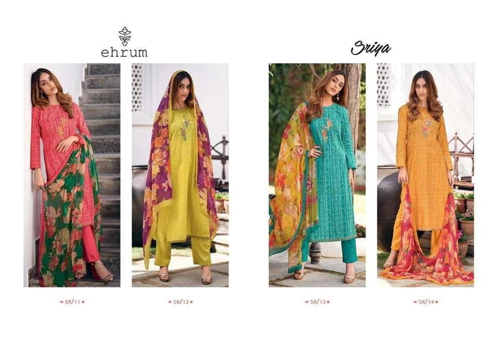 SRIYA BY EHRUM 11 TO 14 SERIES BEAUTIFUL SUITS COLORFUL STYLISH FANCY CASUAL WEAR & ETHNIC WEAR PURE COTTON PRINT DRESSES AT WHOLESALE PRICE