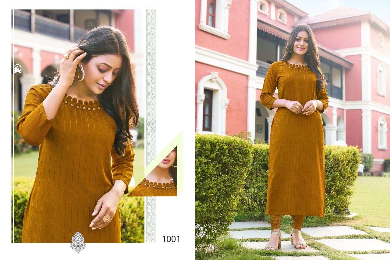 VELVET BY HARIYAALI 1001 TO 1007 SERIES DESIGNER STYLISH FANCY COLORFUL BEAUTIFUL PARTY WEAR & ETHNIC WEAR COLLECTION RAYON KURTIS AT WHOLESALE PRICE