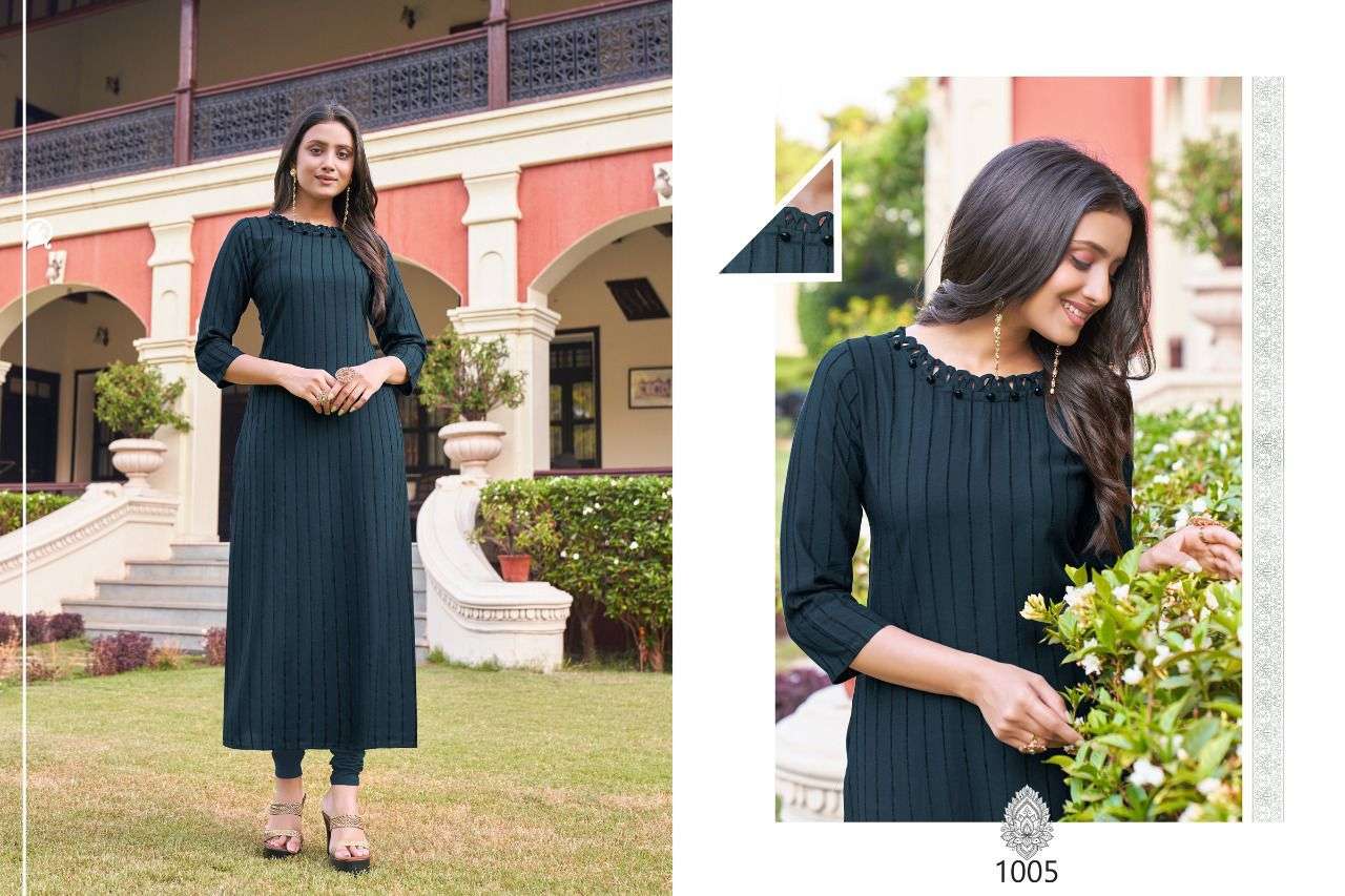 VELVET BY HARIYAALI 1001 TO 1007 SERIES DESIGNER STYLISH FANCY COLORFUL BEAUTIFUL PARTY WEAR & ETHNIC WEAR COLLECTION RAYON KURTIS AT WHOLESALE PRICE