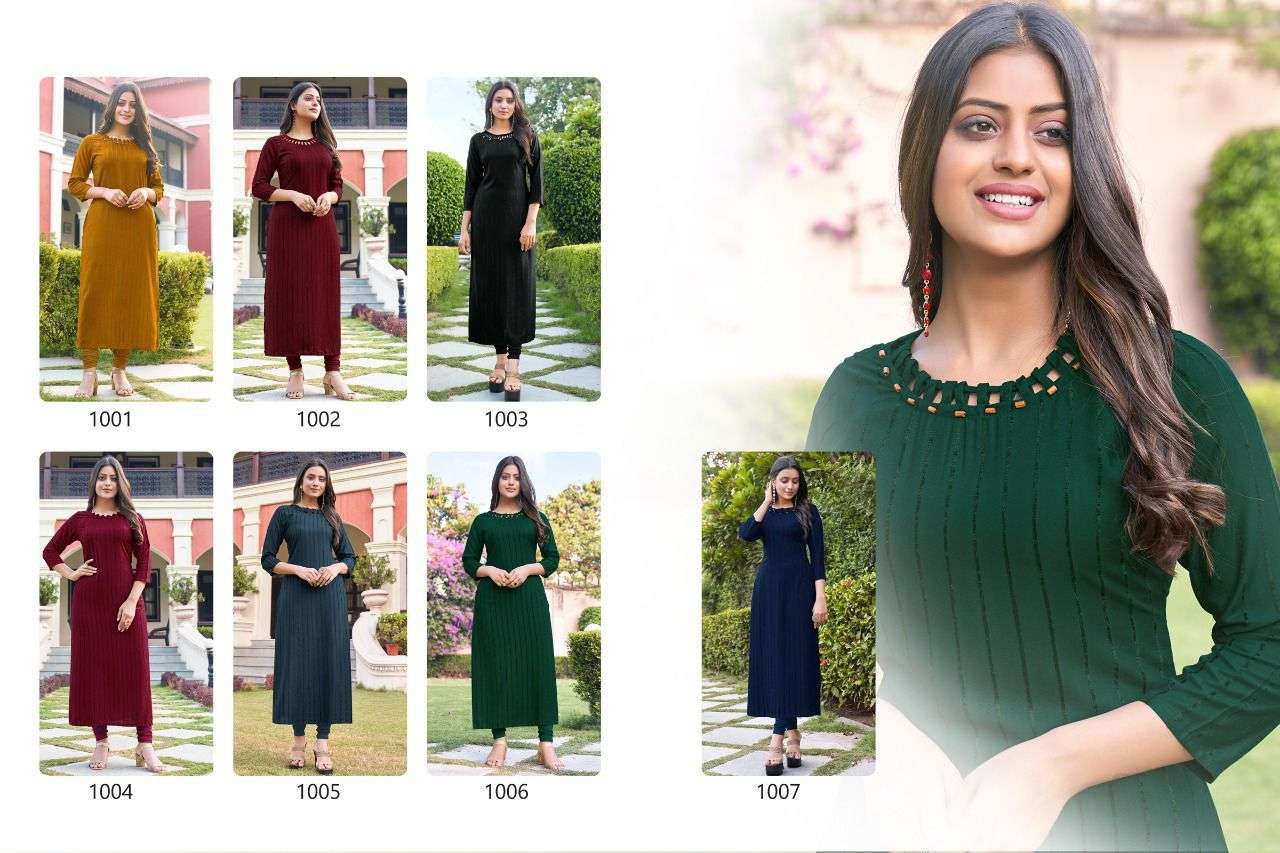 VELVET BY HARIYAALI 1001 TO 1007 SERIES DESIGNER STYLISH FANCY COLORFUL BEAUTIFUL PARTY WEAR & ETHNIC WEAR COLLECTION RAYON KURTIS AT WHOLESALE PRICE