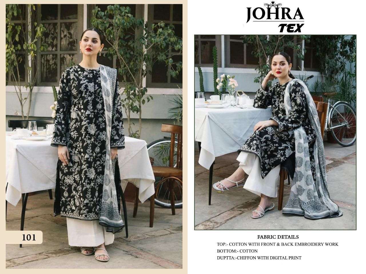 Johra Hit Design 101 By Johra Tex Designer Pakistani Suits Beautiful Stylish Fancy Colorful Party Wear & Occasional Wear Cotton Embroidered Dresses At Wholesale Price