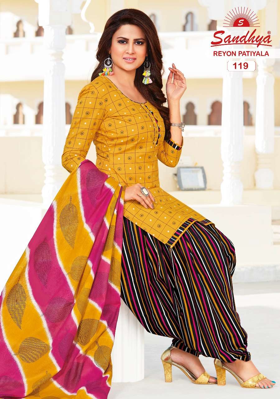 REYON PATIYALA VOL-1 BY SANDHYA 108 TO 122 SERIES BEAUTIFUL SUITS COLORFUL STYLISH FANCY CASUAL WEAR & ETHNIC WEAR RAYON PRINT DRESSES AT WHOLESALE PRICE