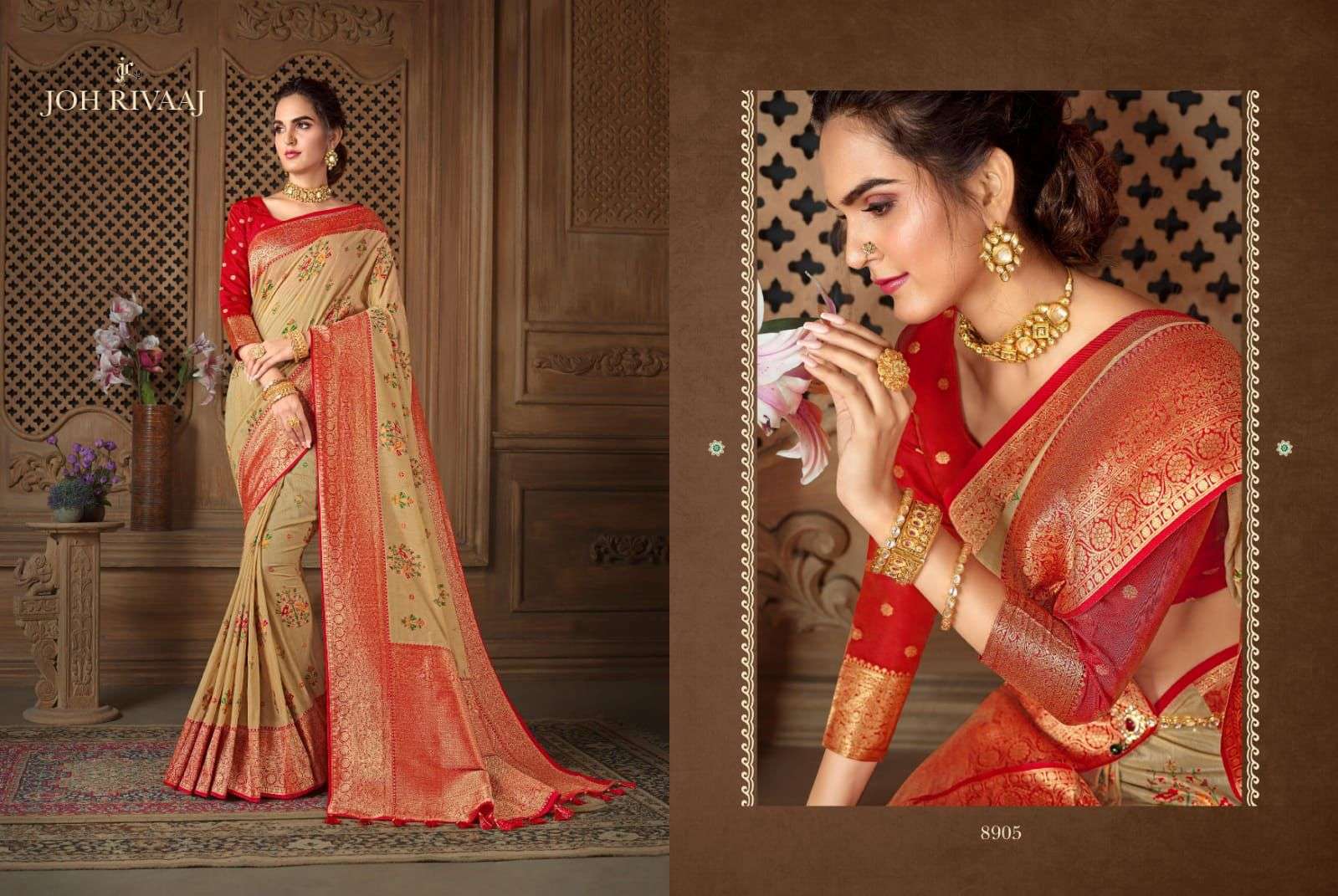 Bunai Vol-4 By Joh Rivaaj 8901 To 8907 Series Indian Traditional Wear Collection Beautiful Stylish Fancy Colorful Party Wear & Occasional Wear Silk Sarees At Wholesale Price