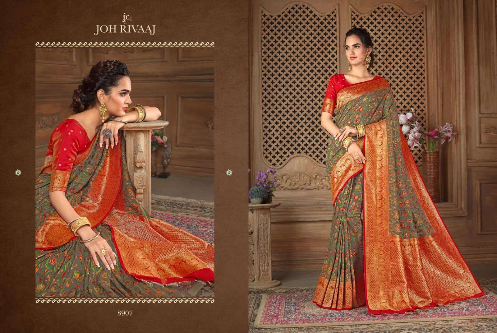 Bunai Vol-4 By Joh Rivaaj 8901 To 8907 Series Indian Traditional Wear Collection Beautiful Stylish Fancy Colorful Party Wear & Occasional Wear Silk Sarees At Wholesale Price