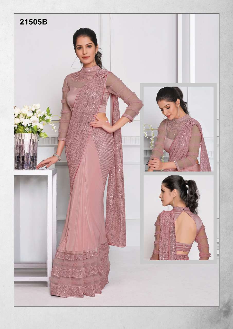 IZZARA BY MAHOTSAV INDIAN TRADITIONAL WEAR COLLECTION BEAUTIFUL STYLISH FANCY COLORFUL PARTY WEAR & OCCASIONAL WEAR LYCRA/NET SAREES AT WHOLESALE PRICE