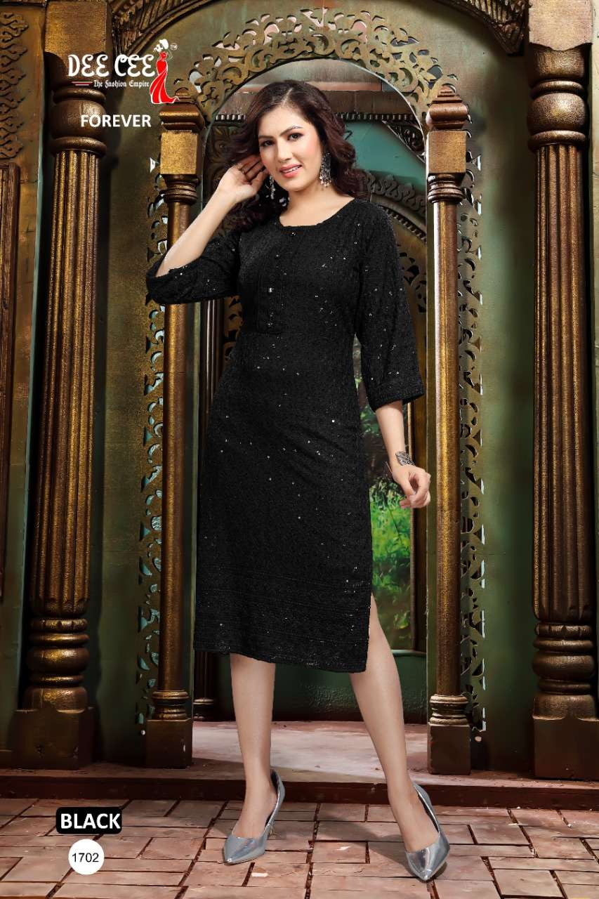 FOREVER BY DEE CEE 1692 TO 1703 SERIES DESIGNER STYLISH FANCY COLORFUL BEAUTIFUL PARTY WEAR & ETHNIC WEAR COLLECTION RAYON KURTIS AT WHOLESALE PRICE