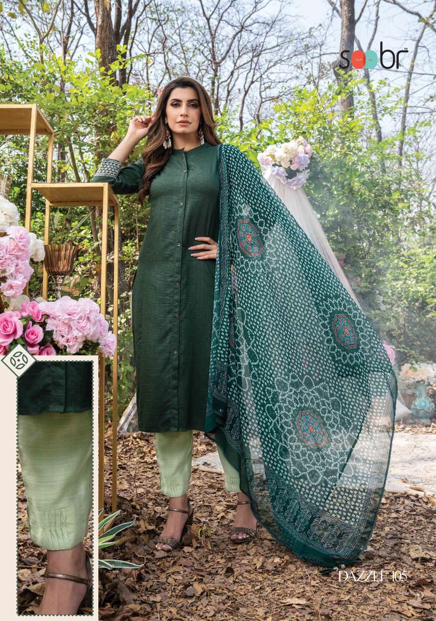 DAZZLE BY SOOBR 101 TO 106 SERIES BEAUTIFUL SUITS COLORFUL STYLISH FANCY CASUAL WEAR & ETHNIC WEAR COTTON DOBBY DRESSES AT WHOLESALE PRICE