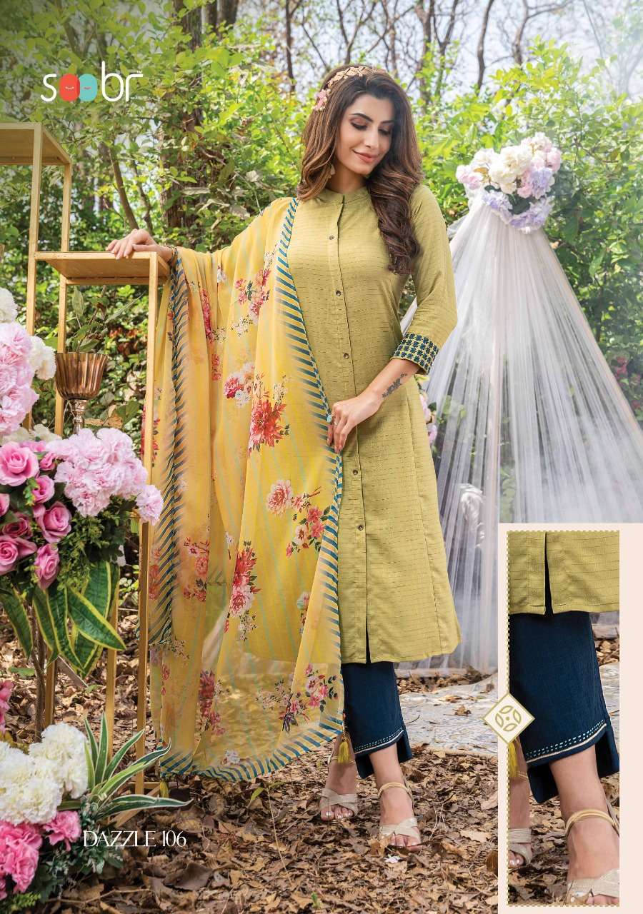 DAZZLE BY SOOBR 101 TO 106 SERIES BEAUTIFUL SUITS COLORFUL STYLISH FANCY CASUAL WEAR & ETHNIC WEAR COTTON DOBBY DRESSES AT WHOLESALE PRICE