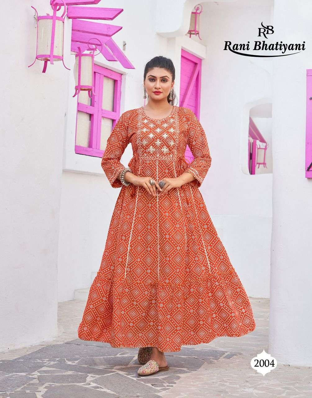 BANDHANI BY RANI BHATIYANI 2001 TO 2008 SERIES BEAUTIFUL STYLISH FANCY COLORFUL CASUAL WEAR & ETHNIC WEAR RAYN FOIL PRINT GOWNS AT WHOLESALE PRICE