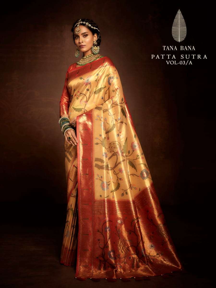 PATTA SUTRA VOL-3 BY TANA BANA INDIAN TRADITIONAL WEAR COLLECTION BEAUTIFUL STYLISH FANCY COLORFUL PARTY WEAR & OCCASIONAL WEAR PURE SILK SAREES AT WHOLESALE PRICE