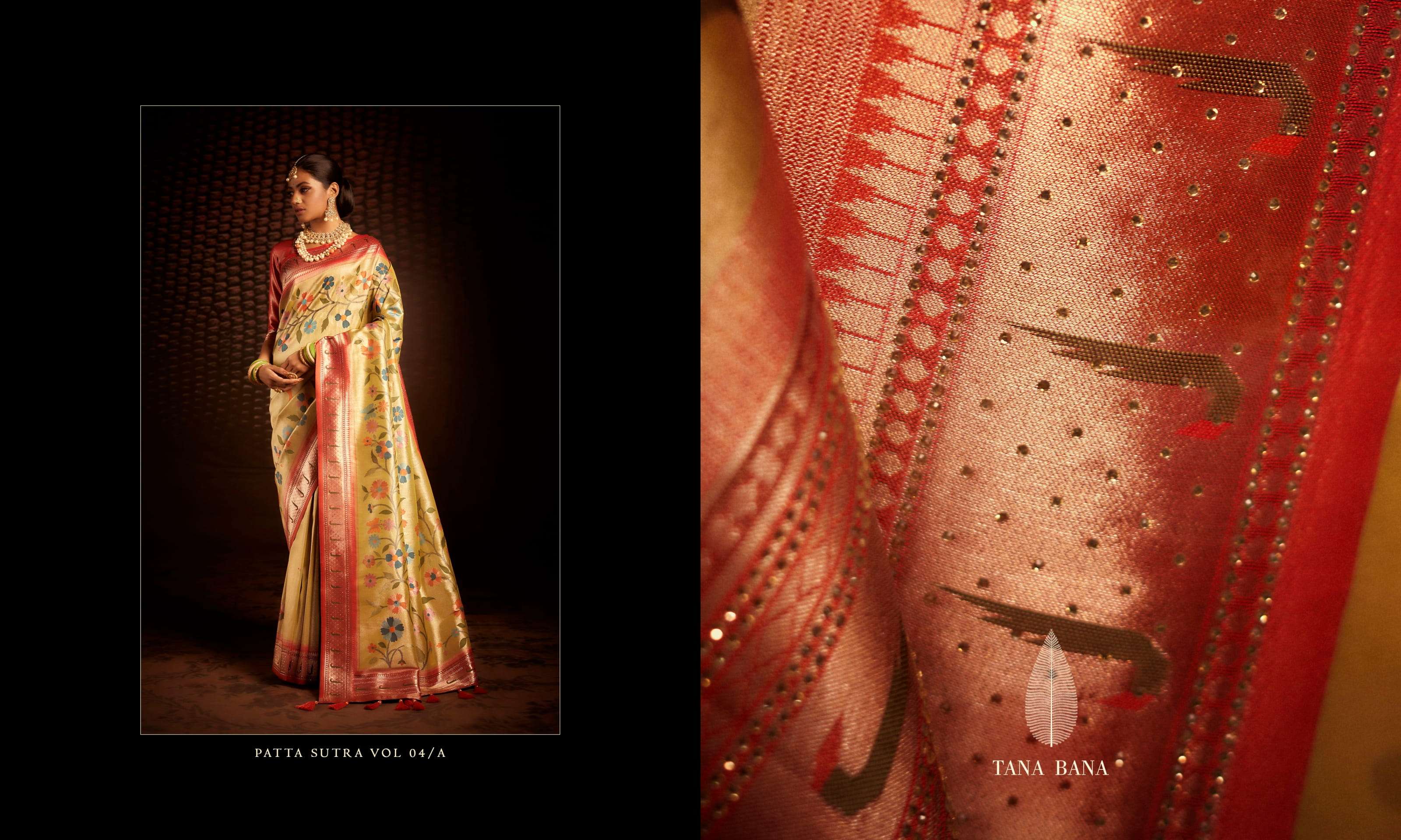 PATTA SUTRA VOL-4 BY TANA BANA INDIAN TRADITIONAL WEAR COLLECTION BEAUTIFUL STYLISH FANCY COLORFUL PARTY WEAR & OCCASIONAL WEAR PURE SILK SAREES AT WHOLESALE PRICE
