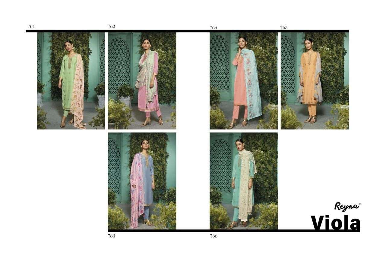 VIOLA BY REYNA 761 TO 766 SERIES BEAUTIFUL SUITS COLORFUL STYLISH FANCY CASUAL WEAR & ETHNIC WEAR PURE BEMBERG COTTON DRESSES AT WHOLESALE PRICE