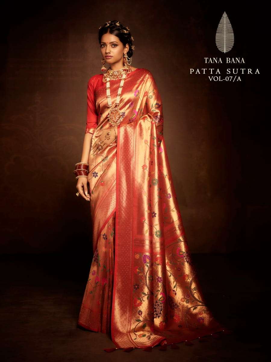 PATTA SUTRA VOL-7 BY TANA BANA INDIAN TRADITIONAL WEAR COLLECTION BEAUTIFUL STYLISH FANCY COLORFUL PARTY WEAR & OCCASIONAL WEAR PURE SILK SAREES AT WHOLESALE PRICE