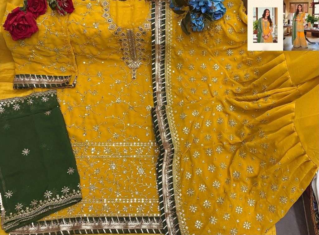 MISHAAL 8021 COLOURS BY MISHAAL FAB 8021-A TO 8021-C SERIES BEAUTIFUL PAKISTANI SUITS STYLISH COLORFUL FANCY CASUAL WEAR & ETHNIC WEAR HEAVY GEORGETTE EMBROIDERED DRESSES AT WHOLESALE PRICE